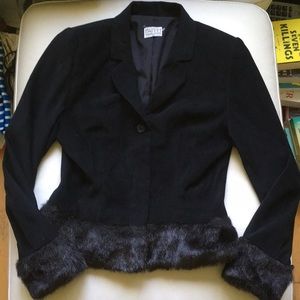 Faith Original Clothing Black Faux Fur Cuffed Coat